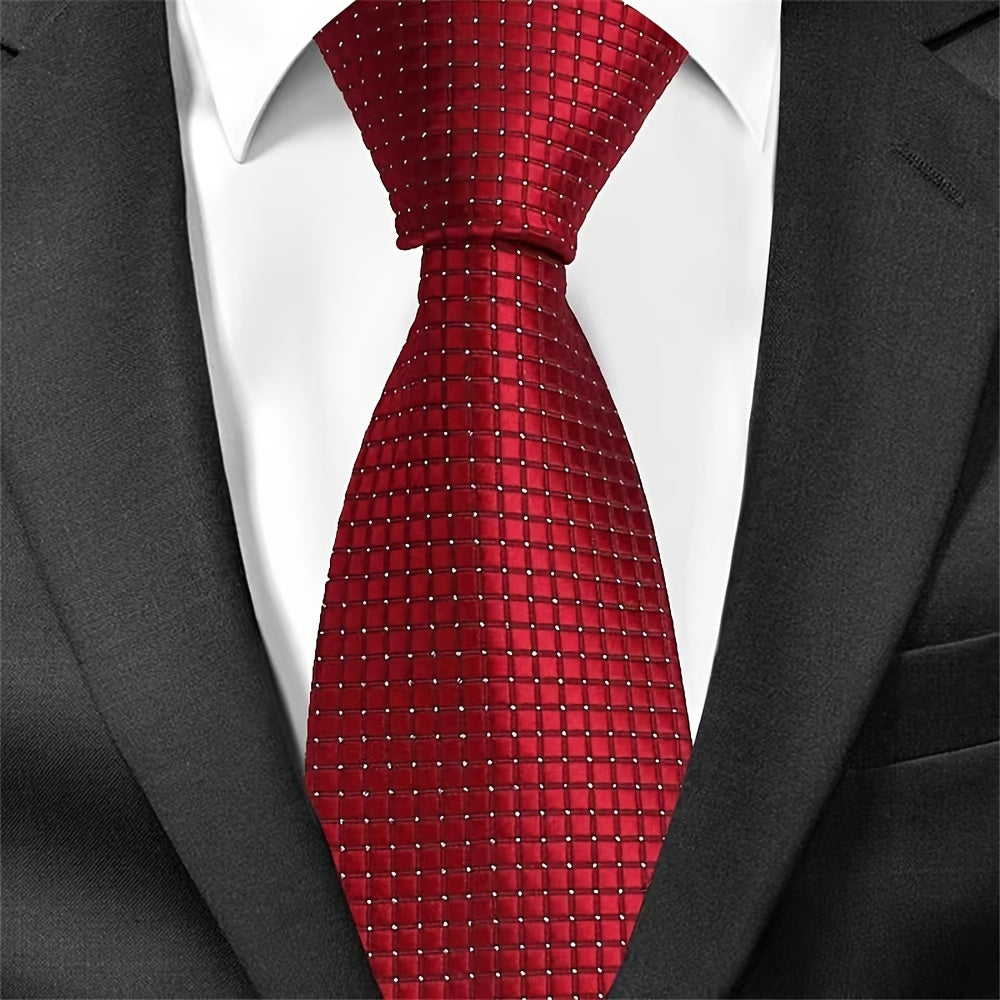 Men's Classic Business Tie Small Plaid Pattern Wedding Tie for Formal Events
