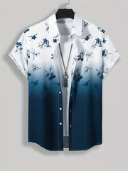 Men's Casual Shirt with Geometric Print Polyester Regular Fit