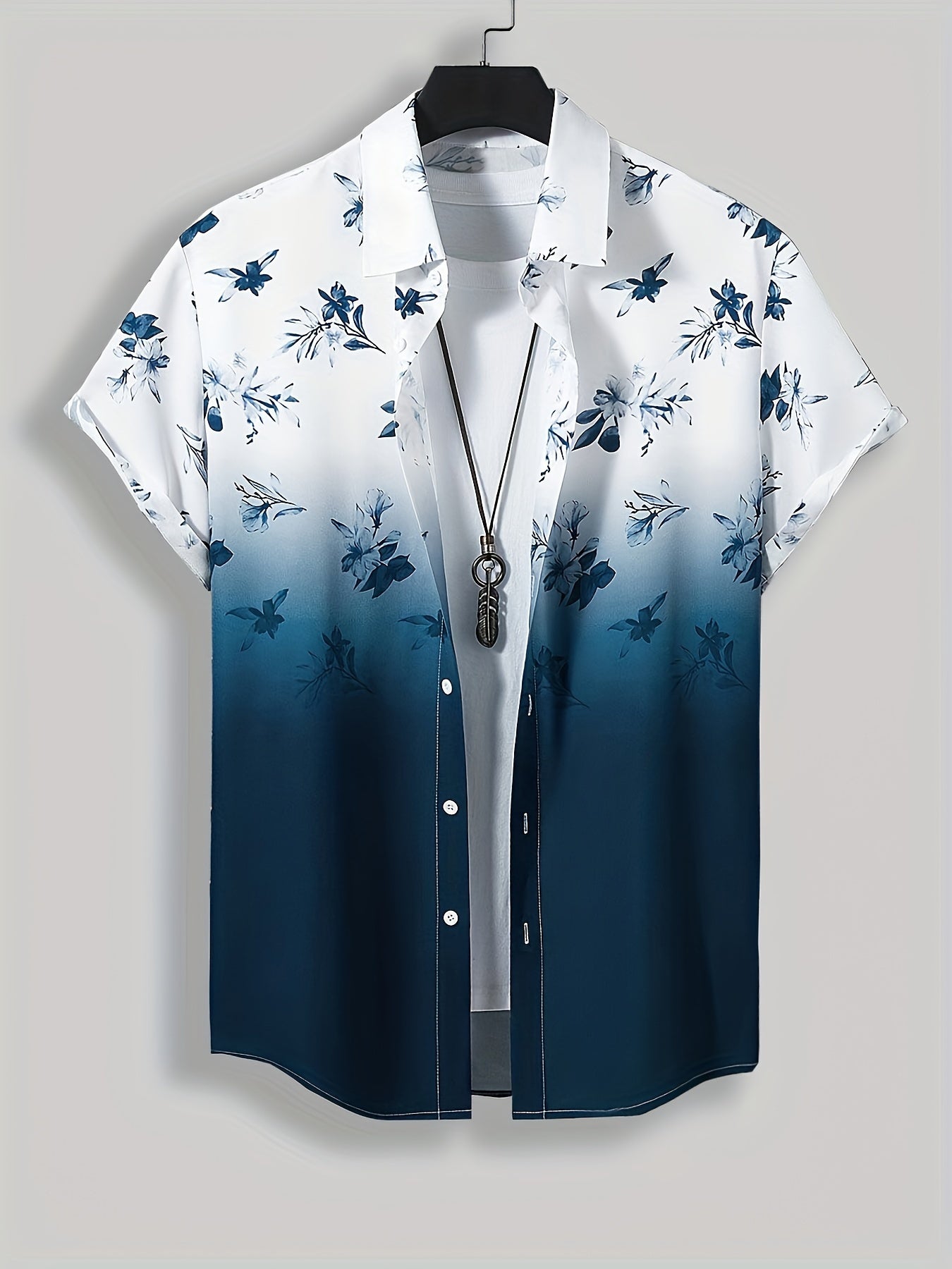 Men's Casual Shirt with Geometric Print Polyester Regular Fit