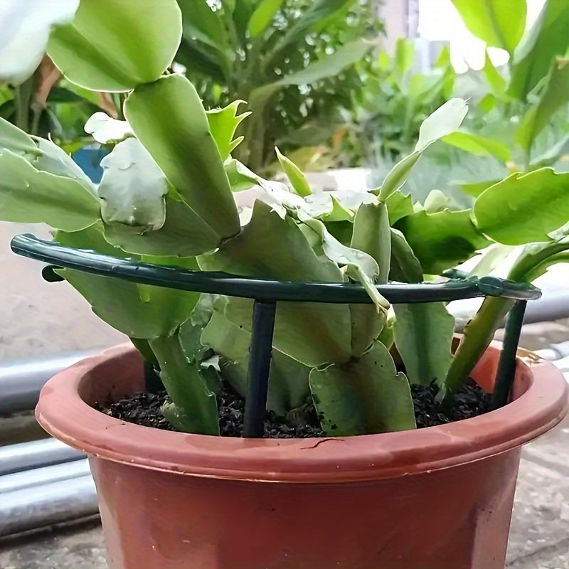 8-Pack Green Plastic Plant Support Stake Rings for Climbing Flowers Indoor Plants