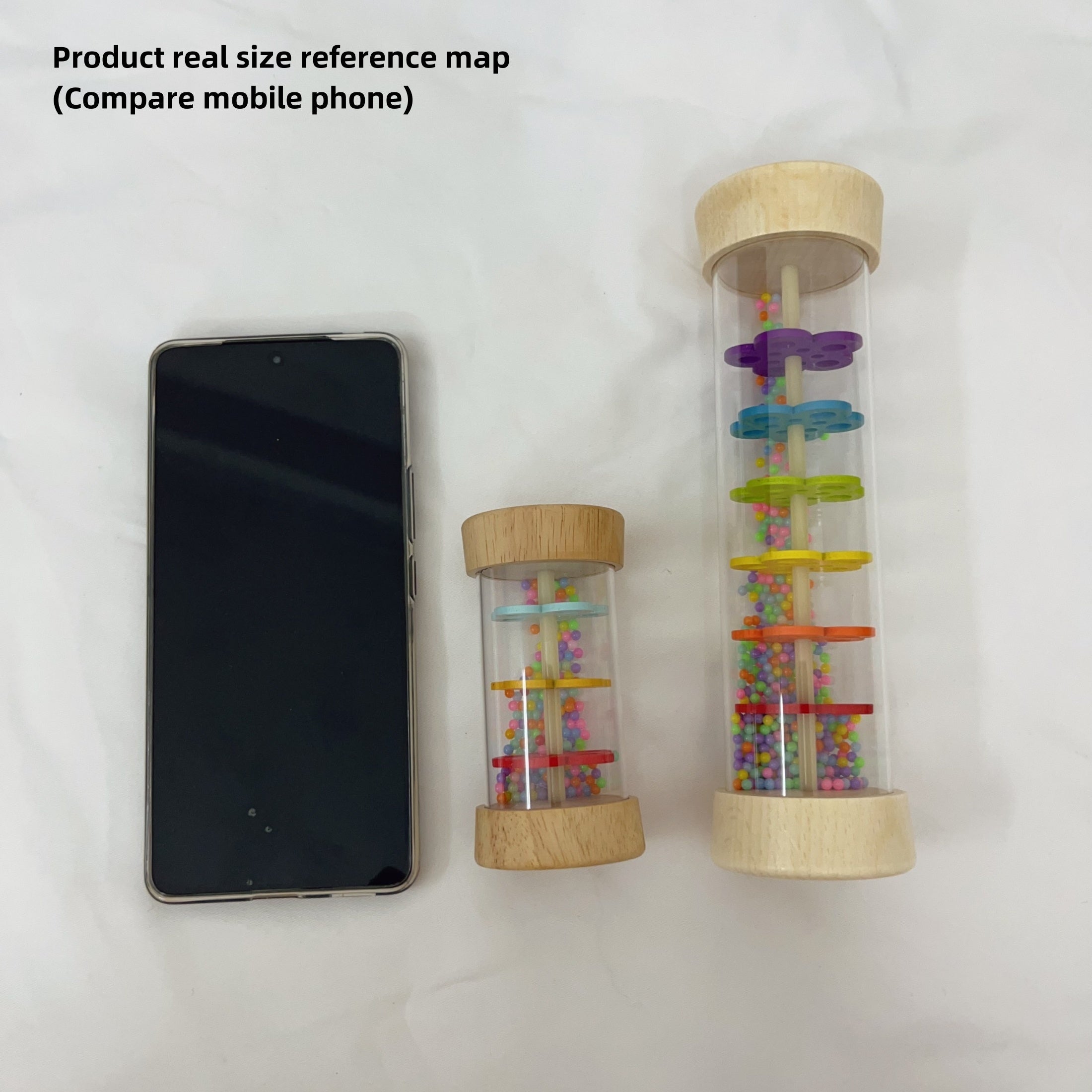 O'yinchoq Yomg'ir Simulyatori: Megafon, Kamalak Soat qum qo'ng'irog'i bilan yog'och yomg'ir ovozi shamoli asbobi - Bolalik Musiqa Darslari O'qitish Yordamchisi uchun mukammal