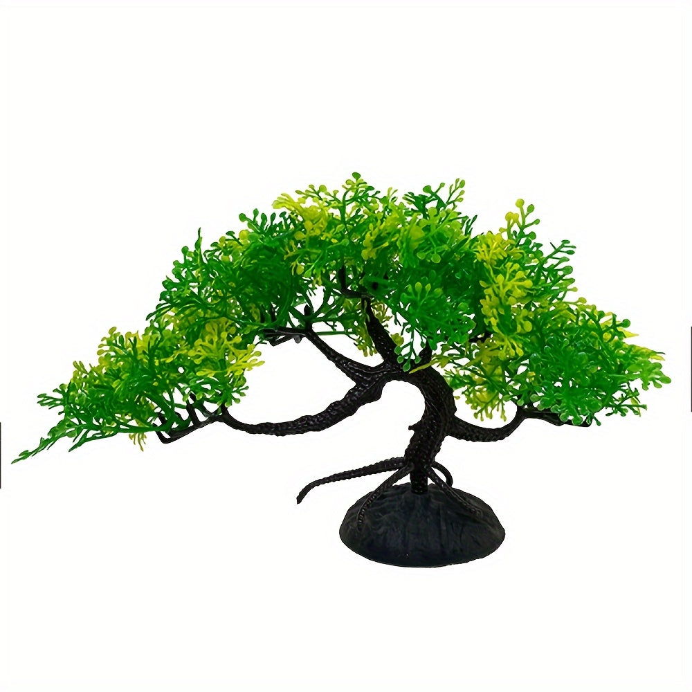 Artificial Aquarium Decoration Lifelike Banyan Tree with Green Leaves 12.7cm