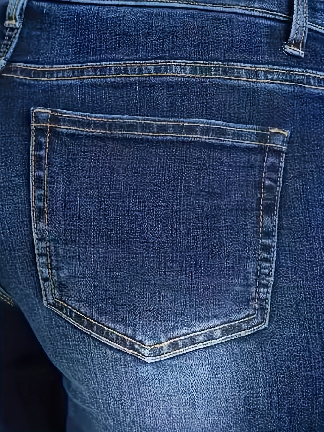 Plus Size Women's Stretch Denim Shorts Dark Blue Mid-Length Casual