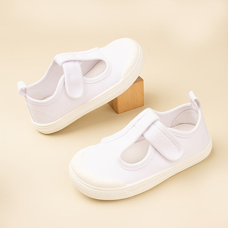 Girls Casual Canvas Sneakers Lightweight Low-Top with Strap Closure Round Toe for Outdoor Spring Fall