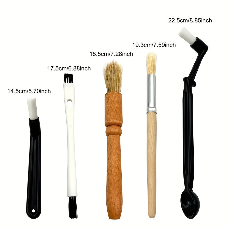 Professional Espresso Brush Set in Wooden Handles for Coffee Machines
