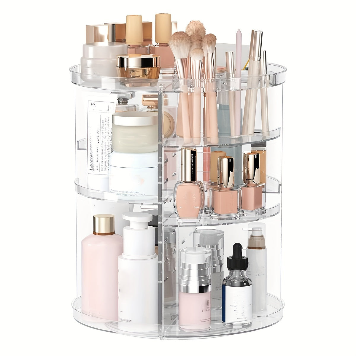 Plastic Cosmetic Organizer Rotates 360° for Easy Access Large Makeup Storage