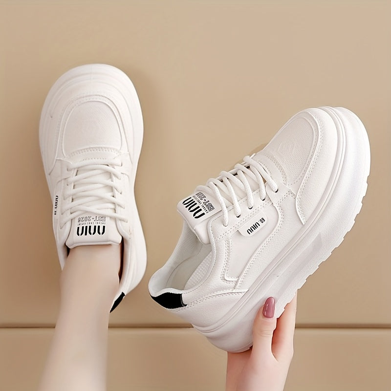 Women's Casual Sneakers Low Top Thick Sole Breathable Lace-Up All-Season