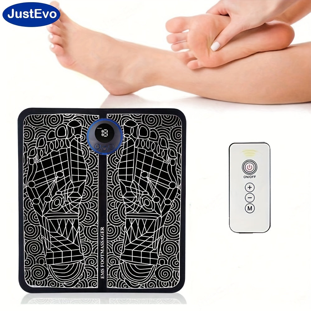 JustEvo EMS oyoq massajchisi mushaklarni bo'shatish uchun sozlanadigan parametrlar bilan. Uyda foydalanish yoki do'stlar uchun sovg'a sifatida ideal.