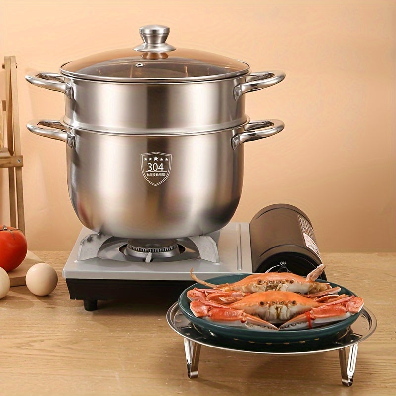Vaporera de acero inoxidable 304 con tapa, de múltiples capas, para cocinar en estufas de gas o eléctricas