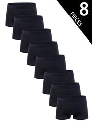 8 dona erkaklar uchun nafas oladigan paxta boxer shortlari, bir rangda, qulaylik uchun cho'ziluvchan va yumshoq.