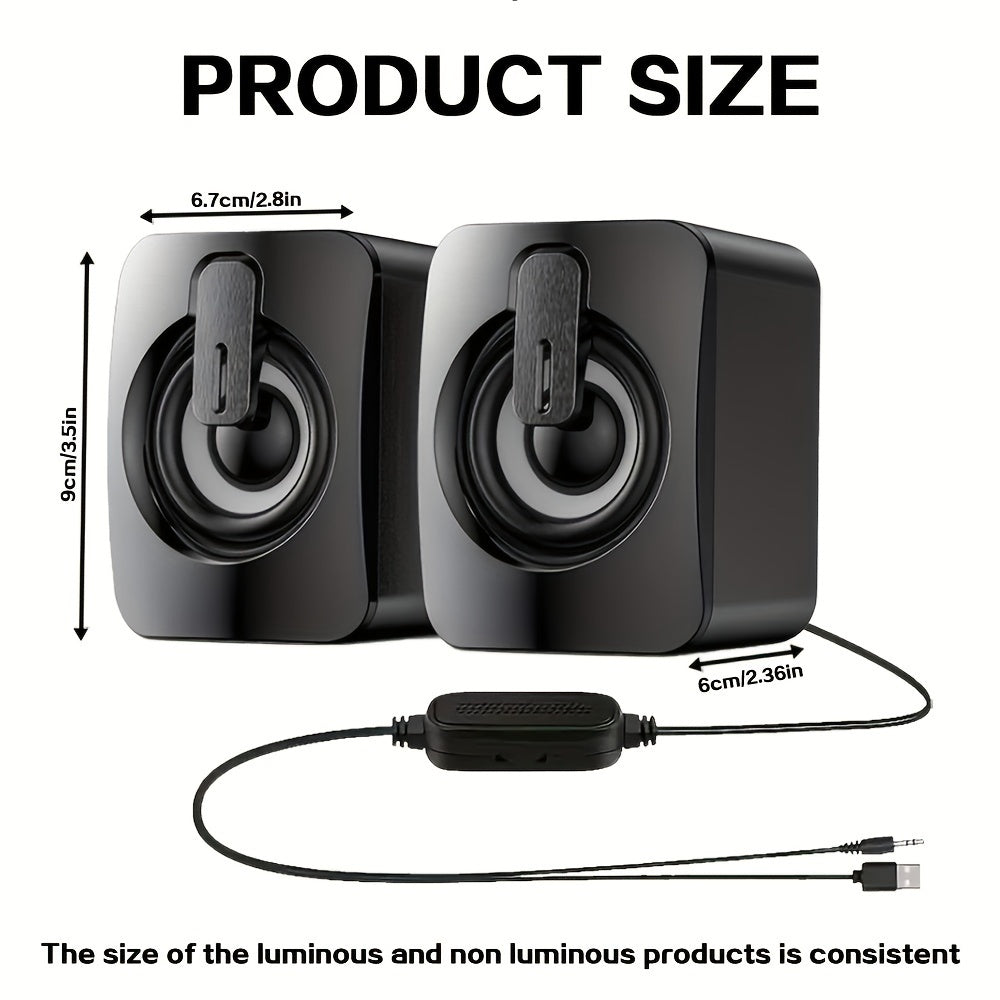 Desktop Computer Speakers with LED Lights and Microphone Stereo USB Wired