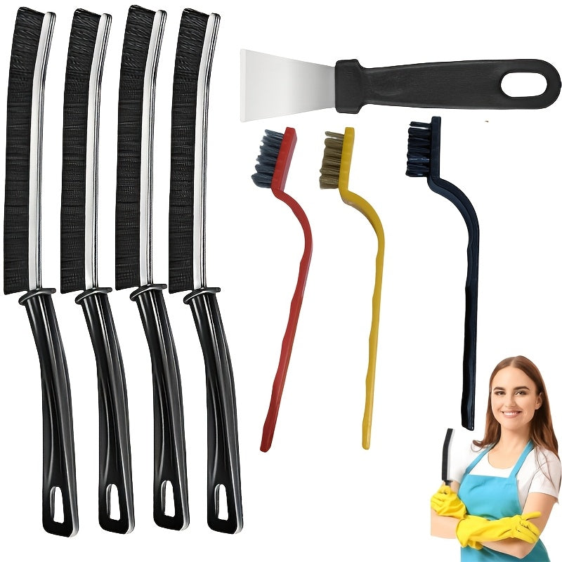 Set of 8 Multi-Purpose Gap Cleaning Brushes Hard Bristles for Grout, Kitchen, Bathroom