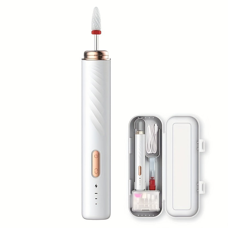 Rechargeable Electric Nail Drill Set with 5 Drill Bits for Gel Nails Home Manicure Pedicure