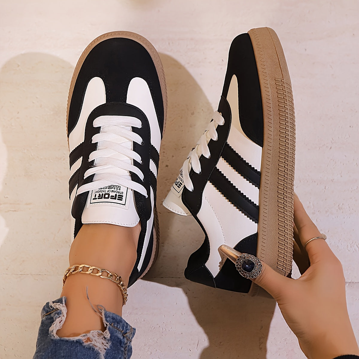 Women's Casual Sneakers Low Top Non-Slip PVC Sole All-Season