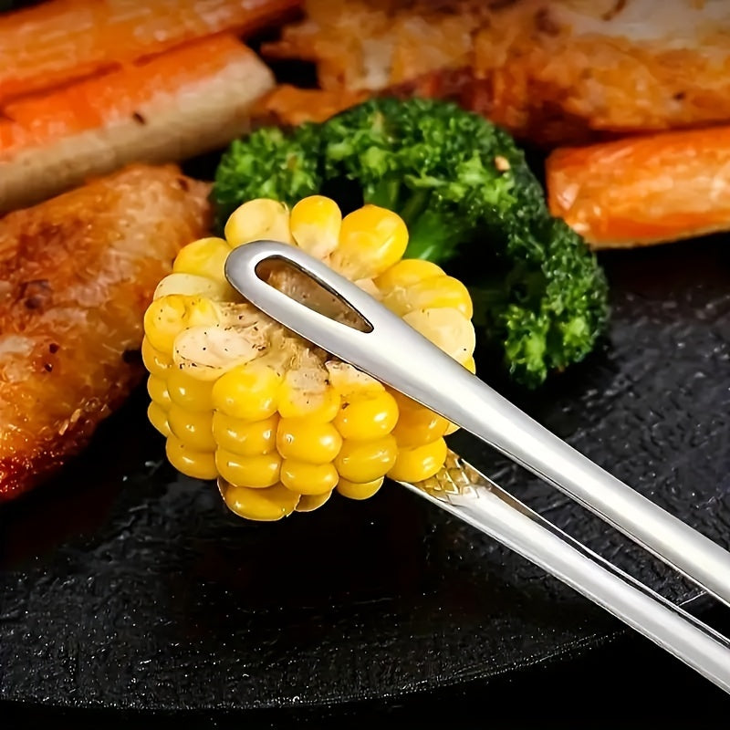 Golden Stainless Steel BBQ Tongs Set for Grilling and Food Serving