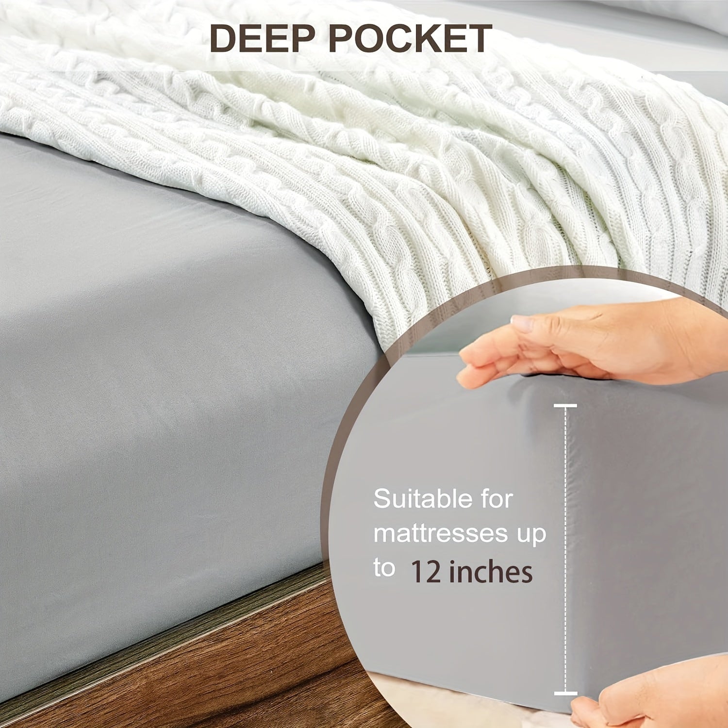 Microfiber Fitted Sheets Solid Color Wrinkle-Resistant Deep Pockets 25.4-30.48 cm