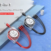 Multi-Device USB Charging Cable Flat PVC Compatible with iPhone, Samsung, Honor, Realme, Xiaomi