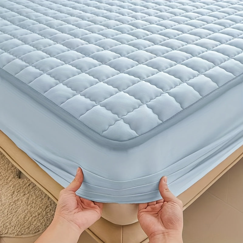 Waterproof TPU Fitted Sheet Thickened Quilted Breathable Soft and Comfortable Square Color