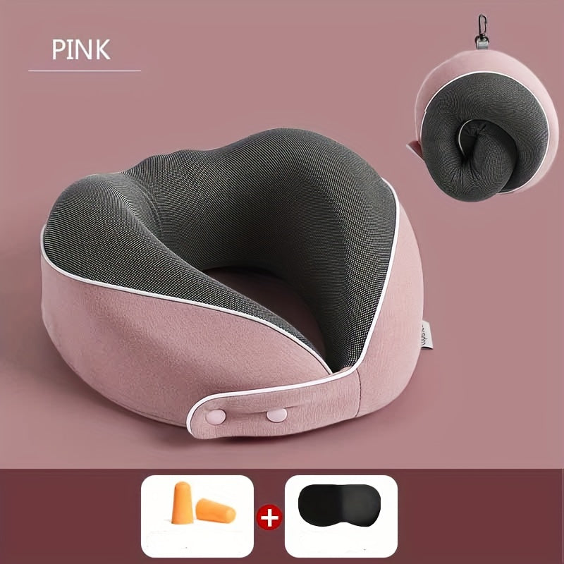 Memory Foam Travel Pillow with Breathable Cover for Airplane Car Office Sleep