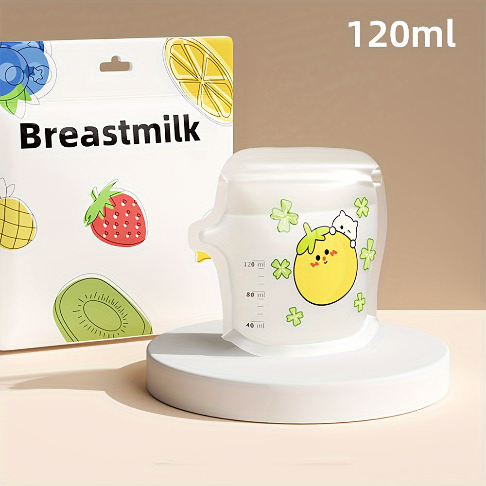 30 Pack Cartoon Breast Milk Storage Bags Temperature Sensing Freezer Safe White Red