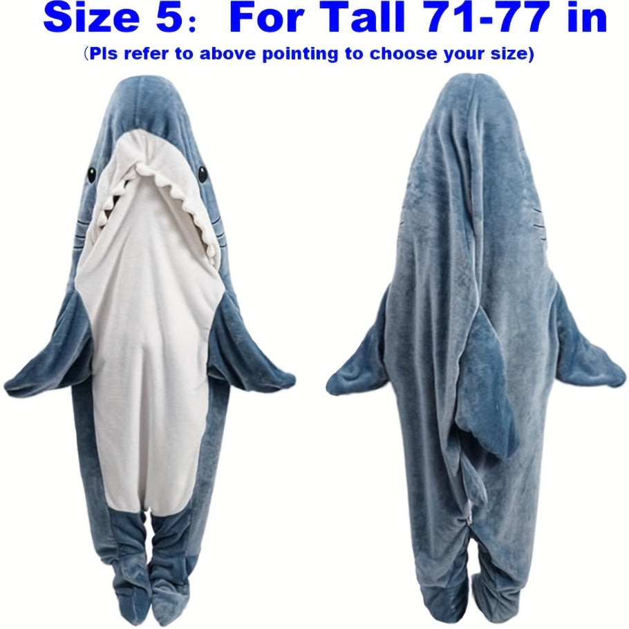 Kids Shark Hoodie Blanket Cozy Flannel Sleep Sack Blue