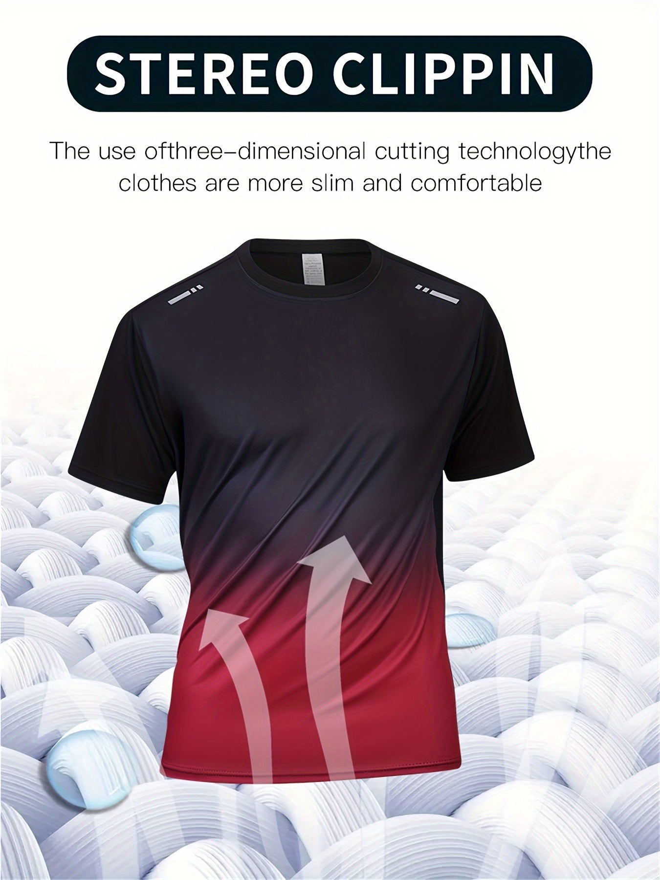 Men's Gradient Color Short Sleeve T-Shirt in Black to Blue Polyester Casual Summer