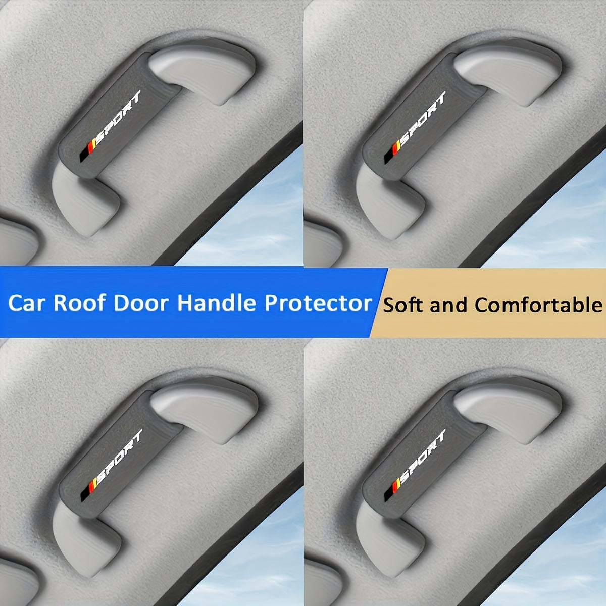 4Pcs Plush Car Interior Set Roof Door Handle Covers Armrest Protectors Polyester