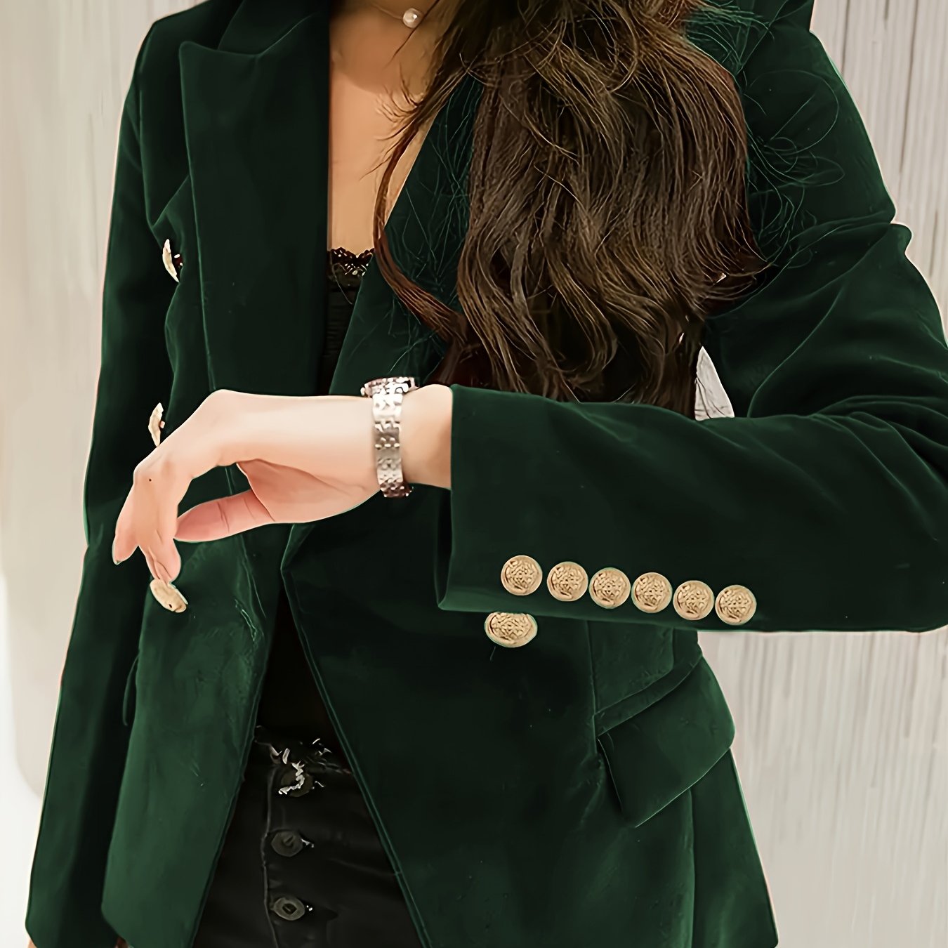 Women's Velvet Jacket Long Sleeve Solid Color Regular Fit Elegant Spring Fall
