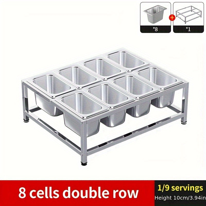 Stainless Steel Spice Racks Set with 8 Compartments for Kitchen and Restaurant Organization