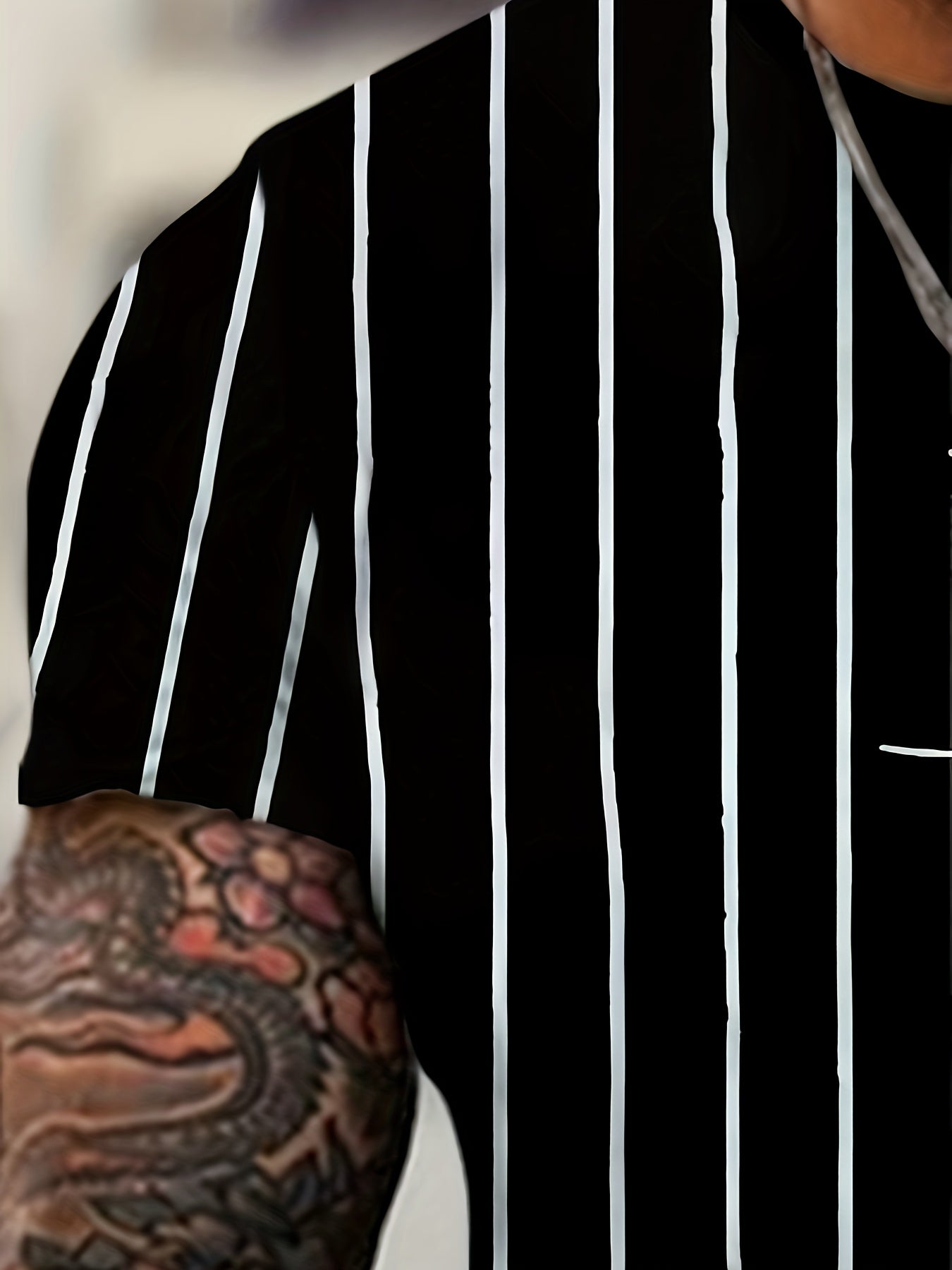 Plus Size Summer Stripes Print T-shirt Polyester Casual Sports Men