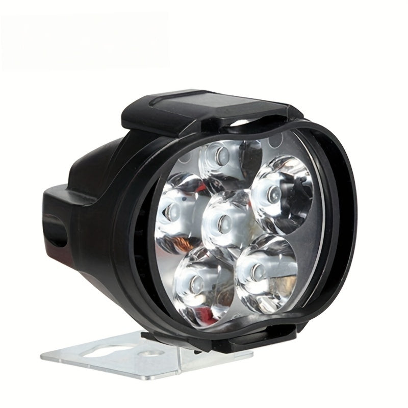 Motorcycle LED Fog Light 6500K White 6 LED Spot Headlamp 1200LM Pair