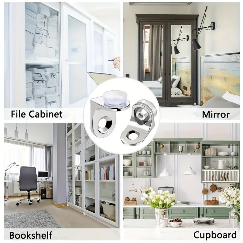 30pcs Zinc Alloy Glass Shelf Holders with Removable Suction Cups for Wardrobes and Bookcases