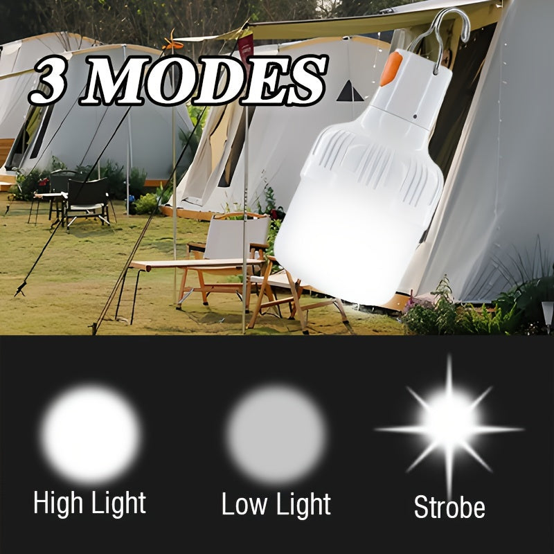 Rechargeable LED Camping Lantern with Hook, Searchlight, Emergency Floodlight