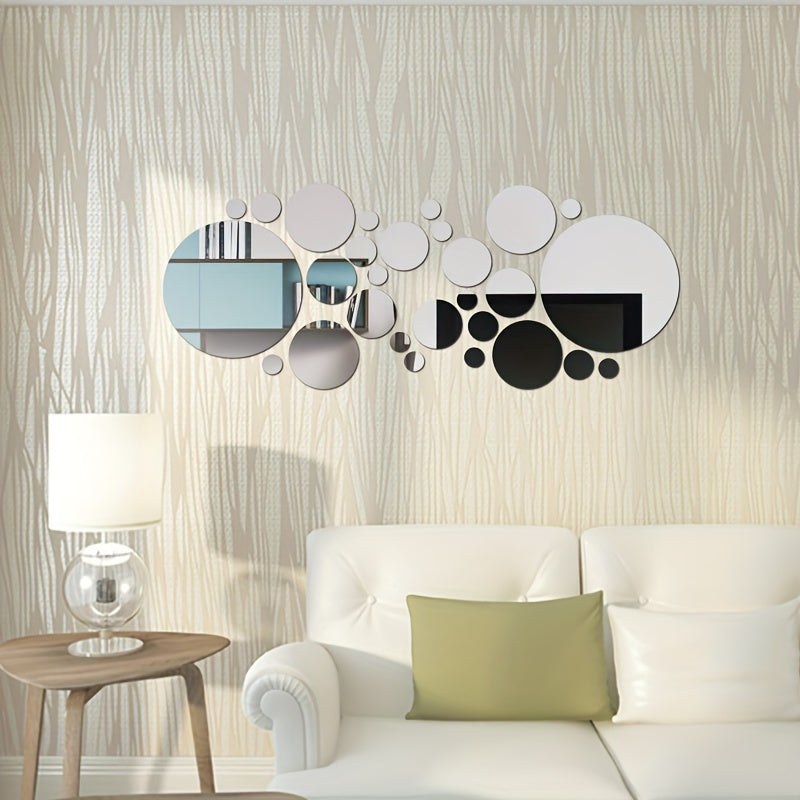 33-Piece 3D Acrylic Mirror Wall Decals Self-Adhesive Removable Waterproof for Living Room Bedroom
