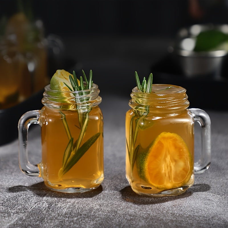 Set of 6 Clear Glass Mini Mason Jar Shot Glasses with Handles 40ml for Coffee Milk