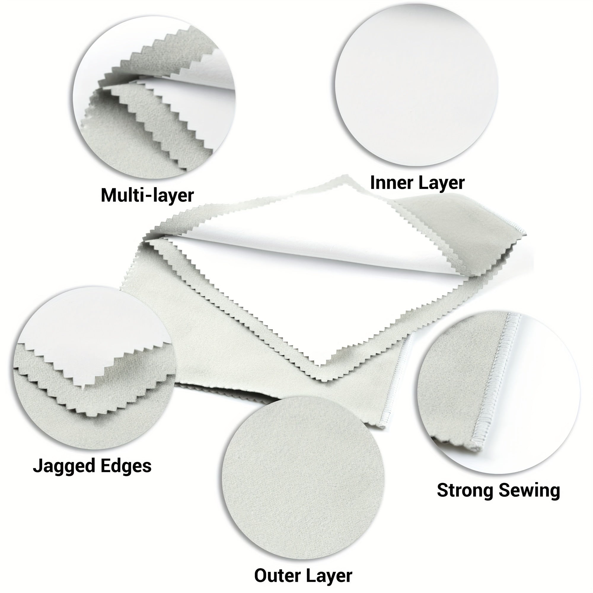 Jewelry Cleaning Cloths Set 3 Pieces Multi-Layer Tarnish Remover for Gold Silver Watches
