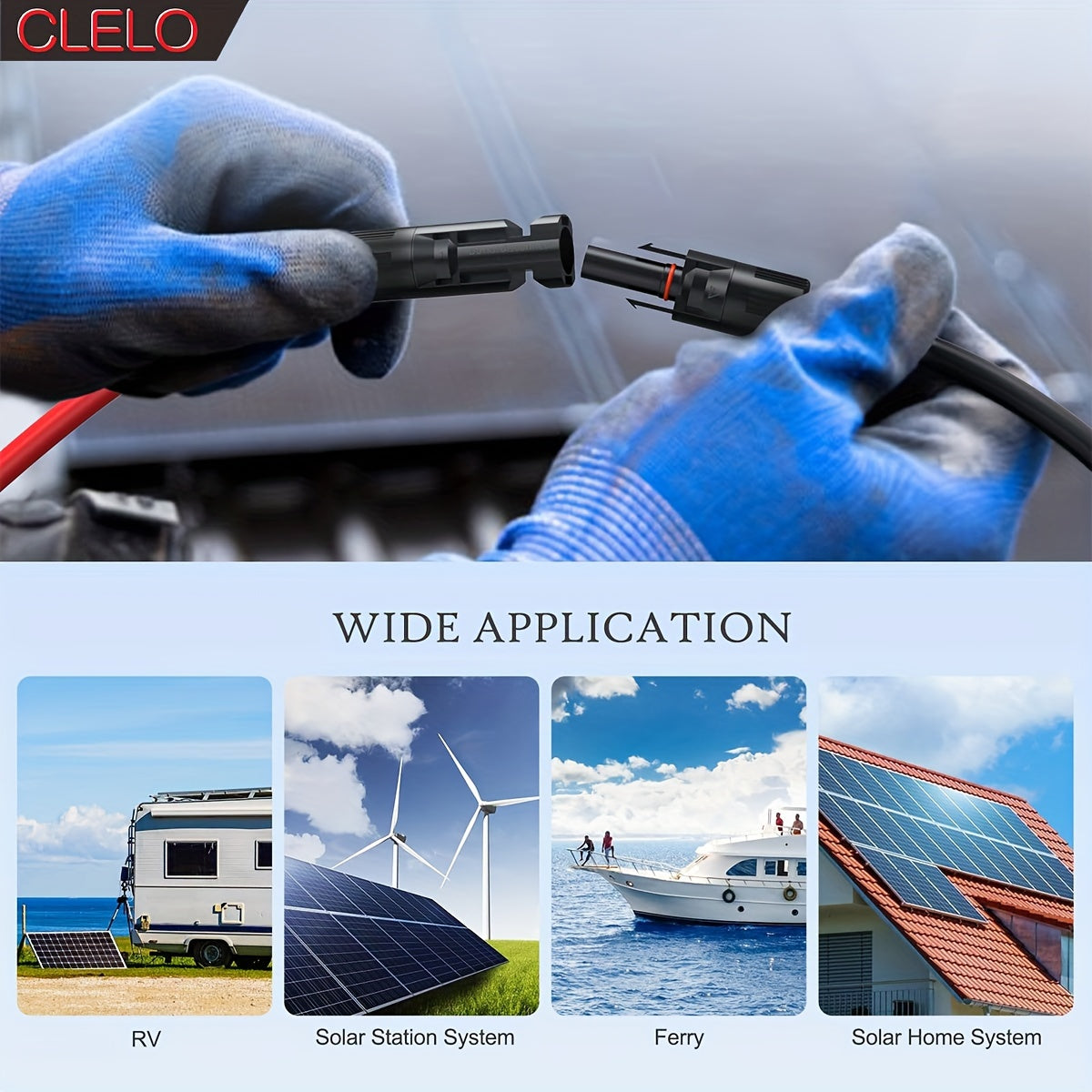 Cable de extensión para panel solar 14AWG 9.14M/12.19M para uso en autocaravanas y exterior