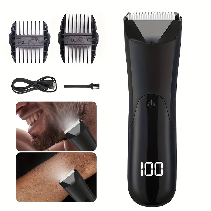 Men's Electric Trimmer with Ceramic Blade USB Rechargeable for Body and Grooming
