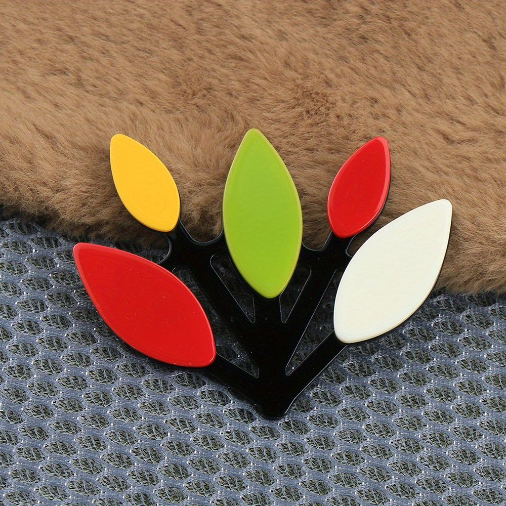 Retro Acrylic Tree Branch Brooch for Scarves and Necklaces Vibrant Foliage Design