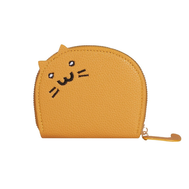Cat-Shaped Casual Wallet for Women Synthetic Material Card Slots Zipper Closure