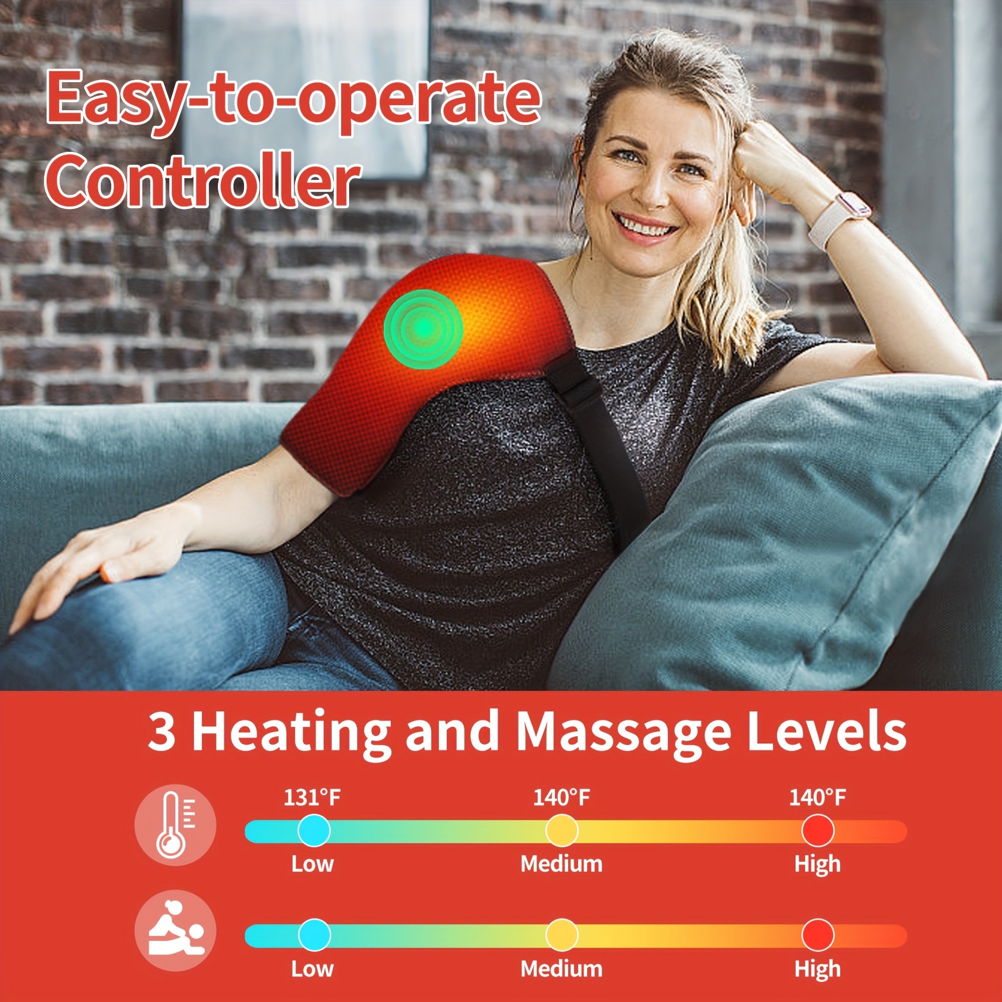 AIELEPH USB yelka massajchisi, isitish, vibratsiya va barcha jinslar uchun sozlanadigan harorat bilan.