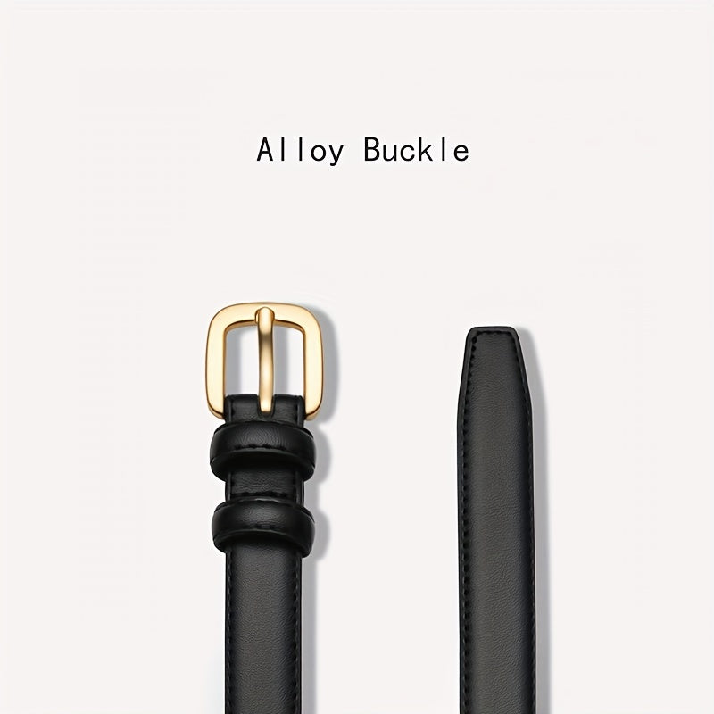Women's Slim PU Belt with Pin Buckle for Jeans and Pants