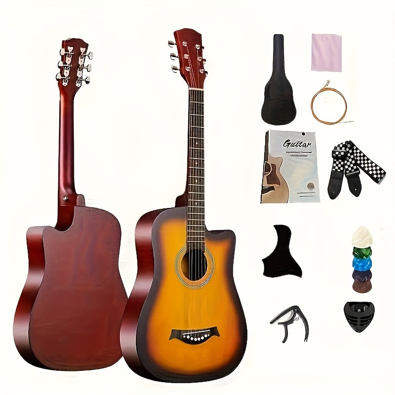 Acoustic Guitar Starter Kit with Basswood Guitar Accessories and Teaching Materials