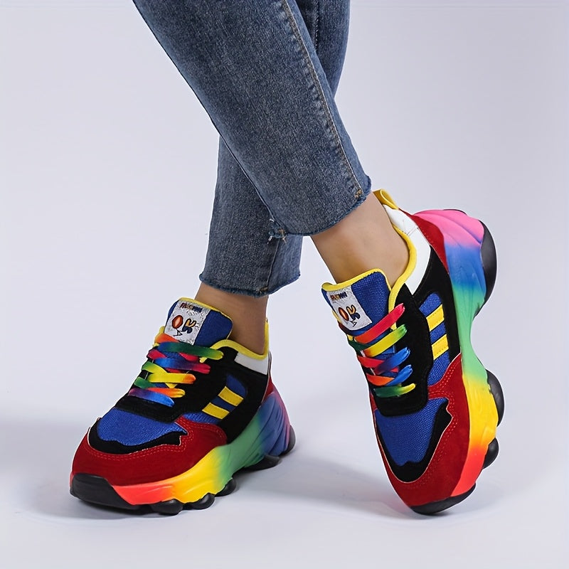 Women's Gradient Chunky Sneakers Breathable Non-Slip Casual Shoes