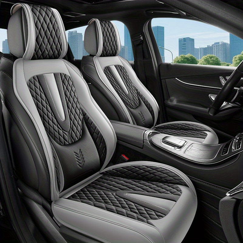 All-Season Faux Leather Car Seat Cover Breathable Dirt-Resistant for 5-Seater