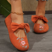 Women's Floral Embroidered Mary Jane Flats Comfortable Soft Sole Slip-On Shoes