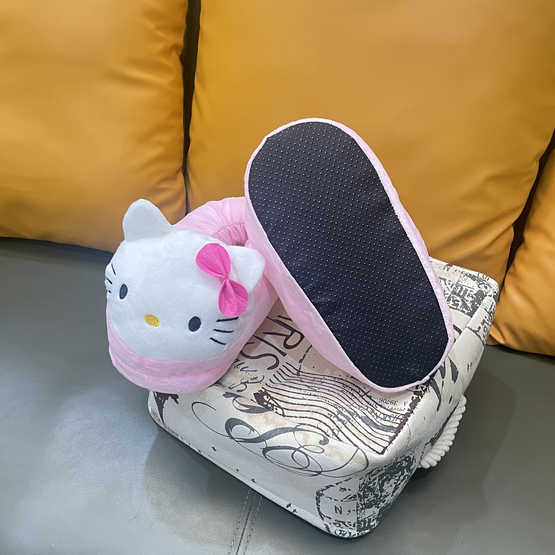 Women's Plush Cat Slippers Winter Warm Full-Cover House Shoes