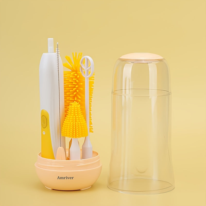 USB Rechargeable Electric Bottle Brush Set with 360° Rotating Cleaner and Dual Speeds