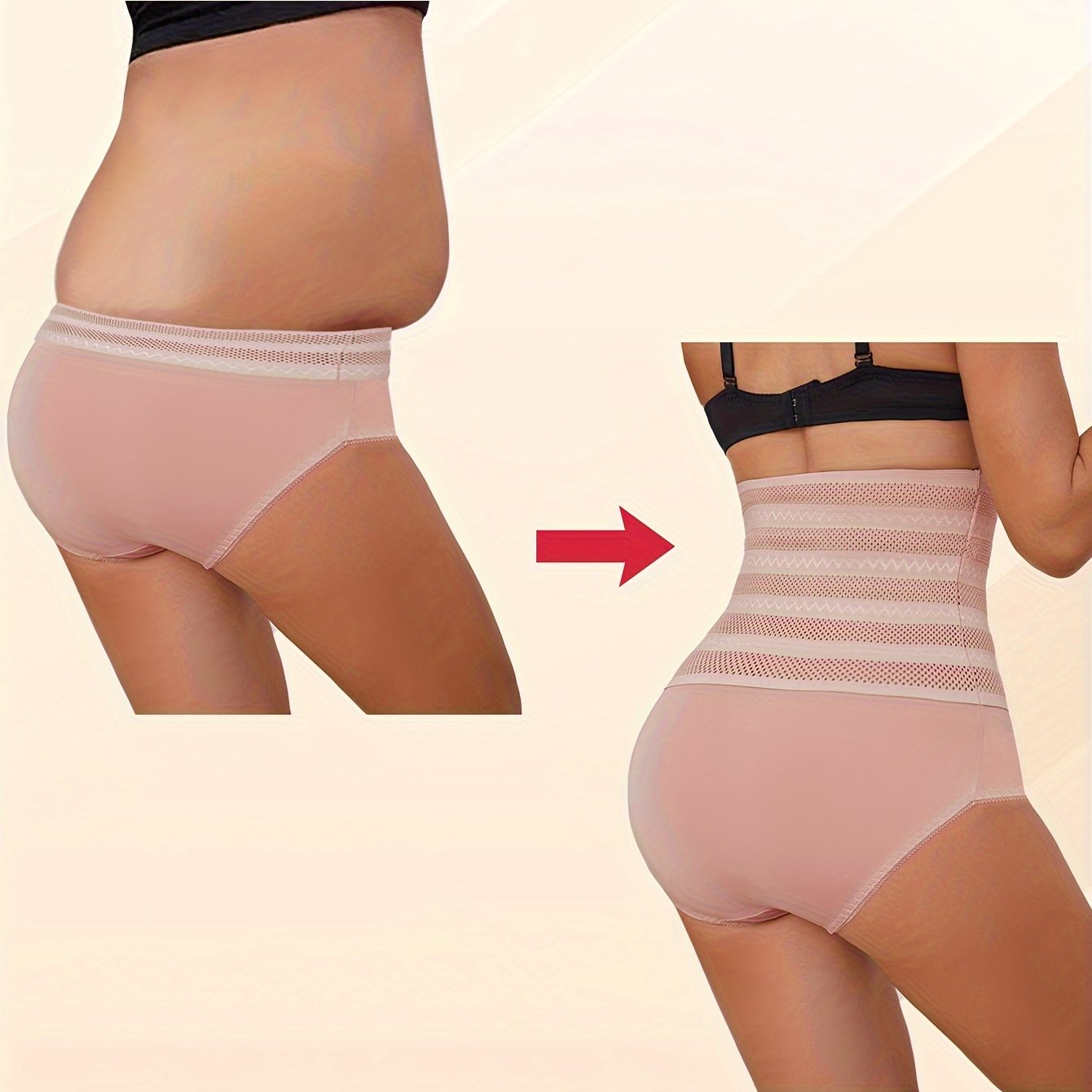 High-Waisted Shaping Panties for Women Abdomen Control Hip Lift Solid Color Knit Fabric