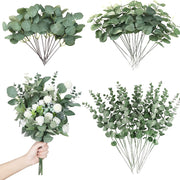 30 Pcs Artificial Silvery Eucalyptus Leaves Stems for Wedding Decor Vase Arrangement